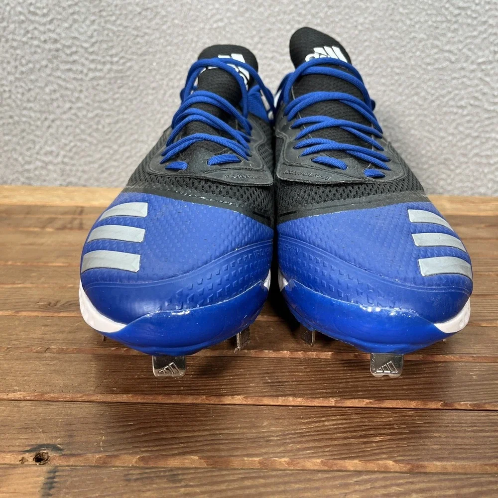 Adidas Baseball‎ Cleats Mens 16 Black Blue White Icon V Bounce Shoes Sports NEW